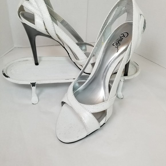 CARLOS SANTANA Speckled White Crackled Heels, Size 8.5M - Picture 1 of 11